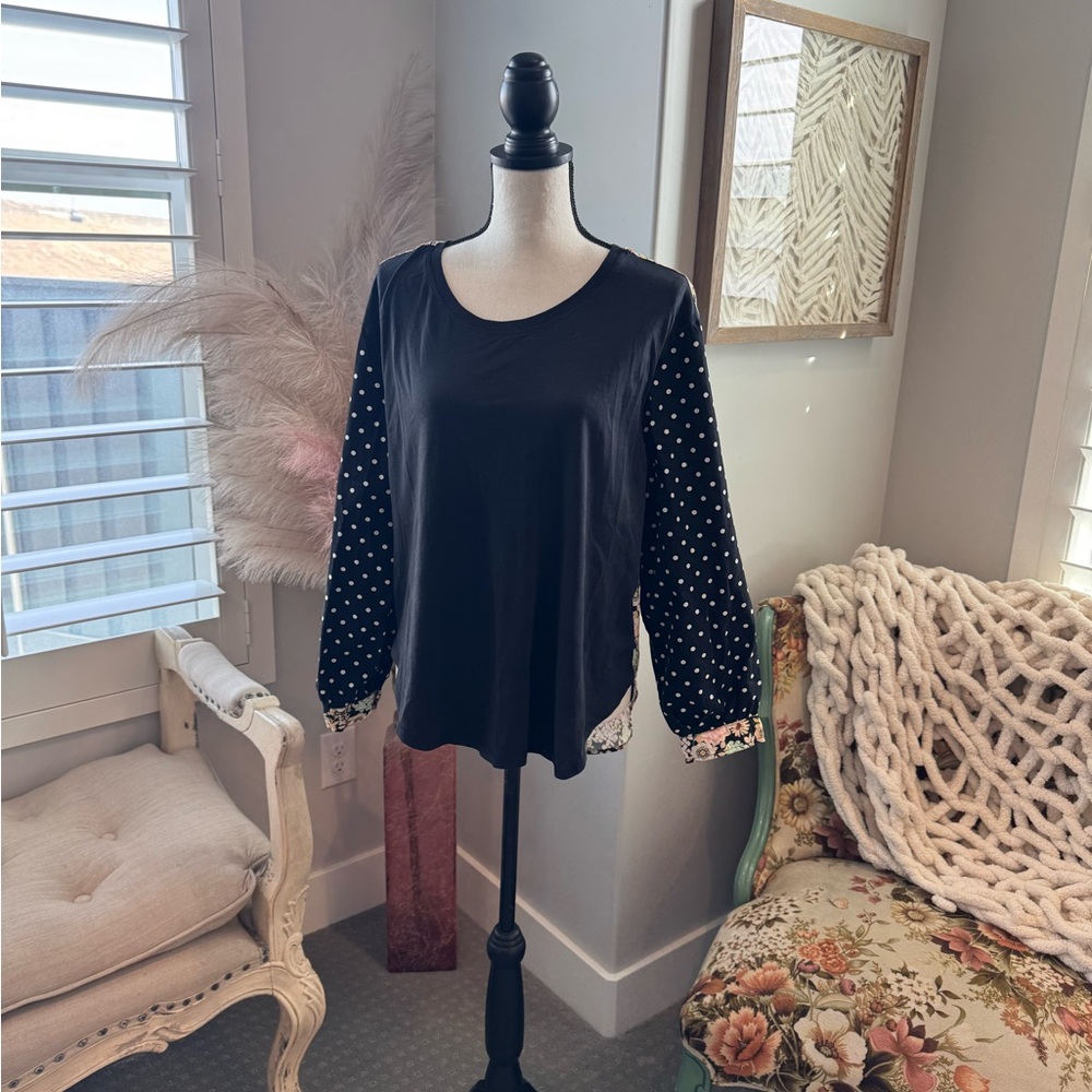 Maeve Anthropologie Mixed Print Blouse Polka Dot Floral Medium